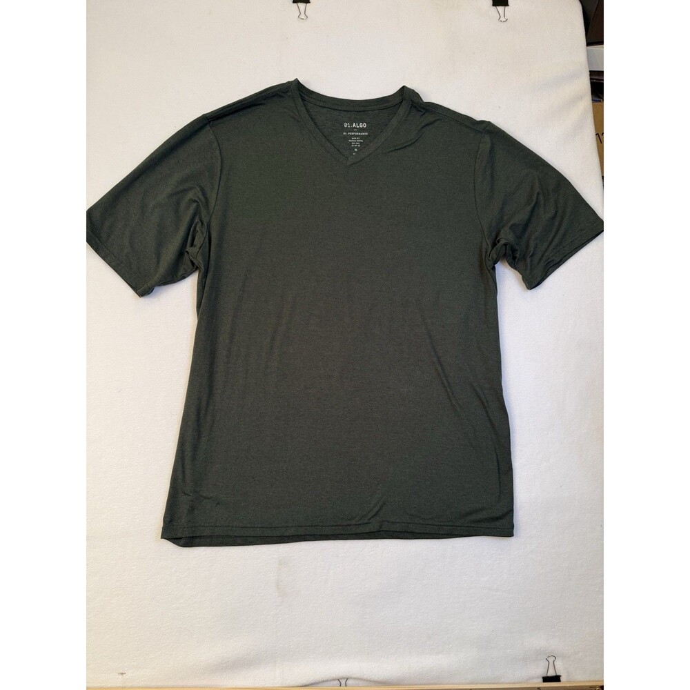01. Algo Performance V-Neck Tee Shirt Men's XL Short Sleeve Green Quick Dry